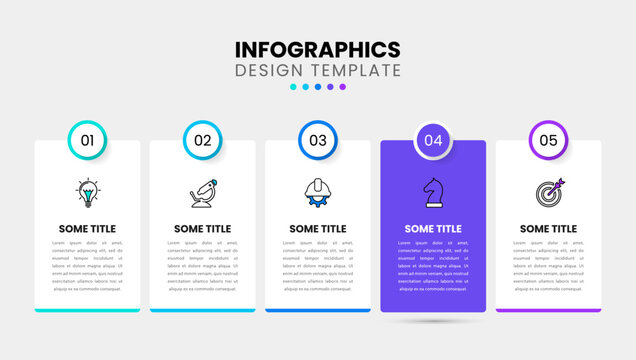 Infographic template. 5 interactive banners with text and icons