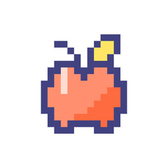 Fruit pixelated RGB color ui icon. Organic products selling. Farm market. Simplistic filled 8bit graphic element. Retro style design for arcade, video game art. Editable vector isolated image