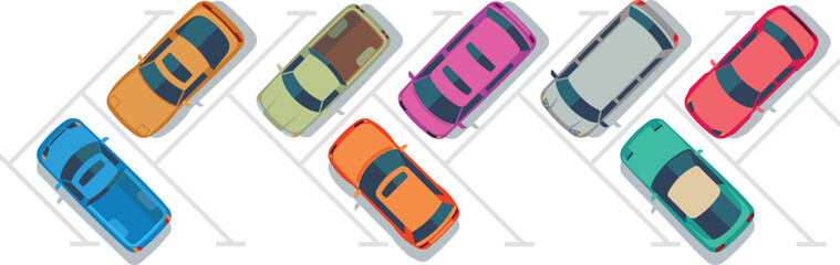 Car parking top view. Cartoon transport icons
