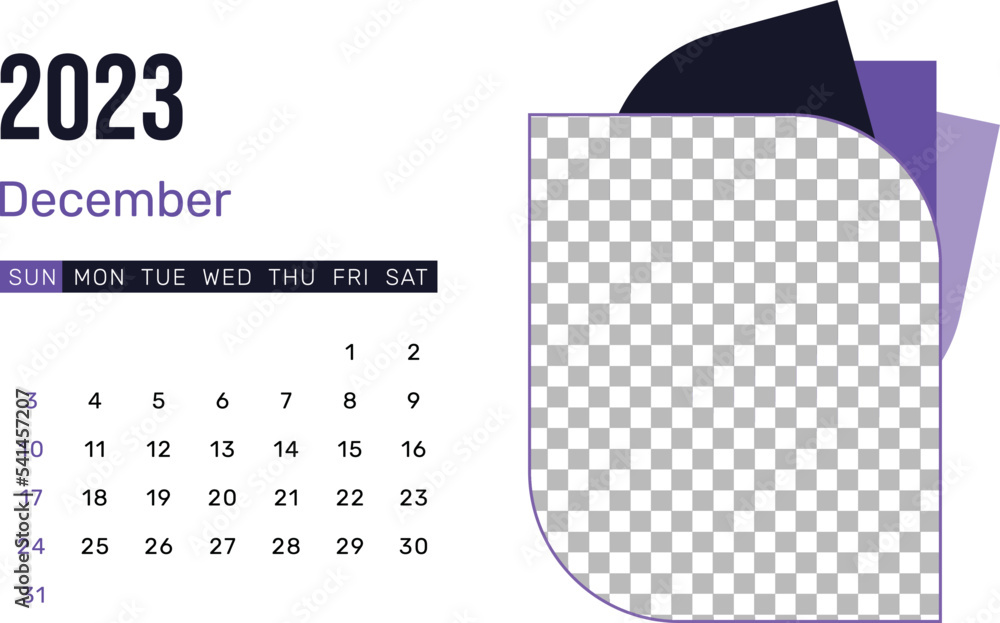 Poster december 2023 calendar with replaceable design and text.