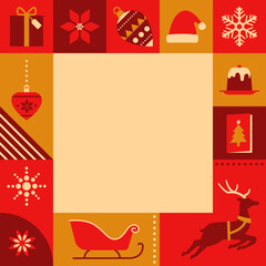 Christmas frame with holiday icons