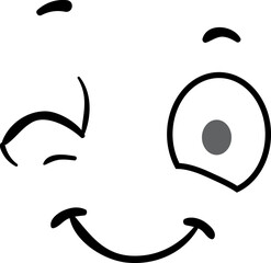 Winked eye cartoon face expression. Comic emotion