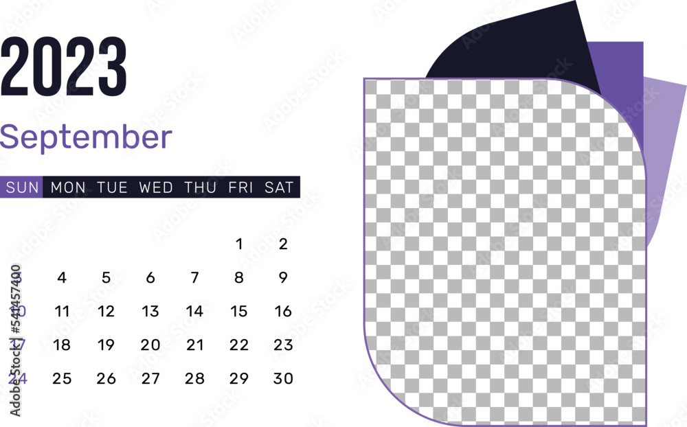 Poster september 2023 calendar planner with replaceable design and text.
