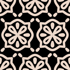 Black and white seamless pattern with intricate organic pattern, vector illustration for textile design