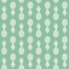 Pineapple seamless pattern, mint green white color vector illustration