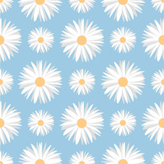 Daisies. Seamless pattern with the image of daisies. Spring pattern with flowers for the print. Vector