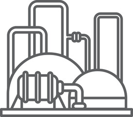 Chemical plant. Industrial building black line icon