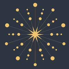 Flash salute snowflake, single star crystal icon, vector illustration