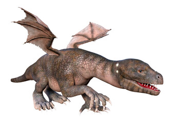 3D Rendering Fairy Tale Dragon on White