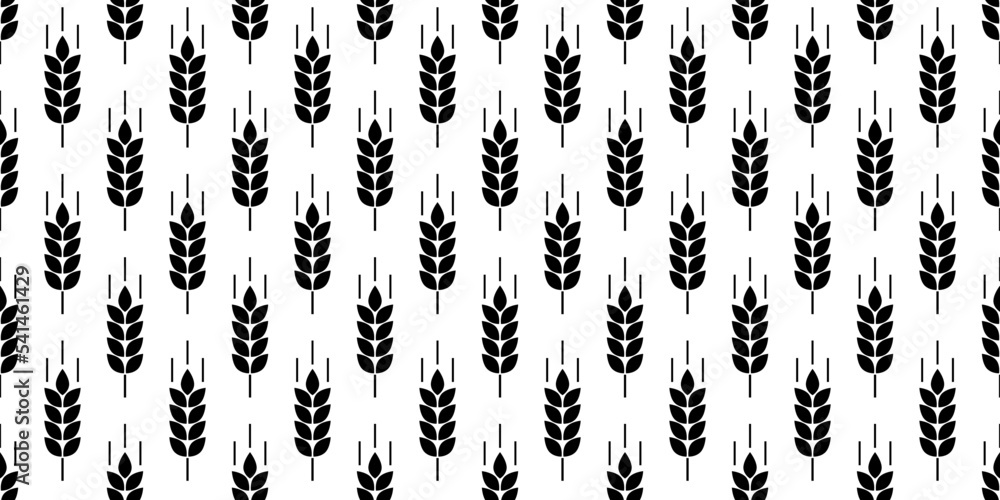 Poster wheat seamless pattern. repeating malt texture. repeated black bakery on white background. repeat ba