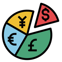 pie chart filled color line