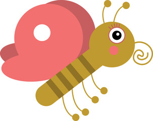 Butterfly character. Cartoon funny moth. Flying bug