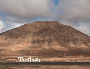 landscape volcanic in the desert of Fuerteventura, Tindaya