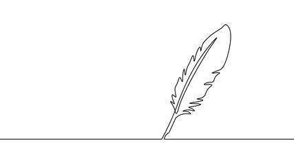 One line feather pen online education concept. E-learning training skill courses. Certificate student diploma sketch continuous line banner template vector illustration