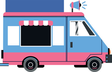 Fast food track icon. Cartoon street service car