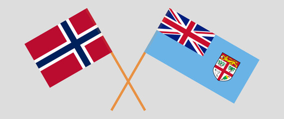 Crossed flags of Norway and Fiji. Official colors. Correct proportion