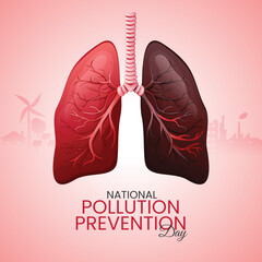 National Pollution Prevention Day with healthy and Unhealthy Lungs