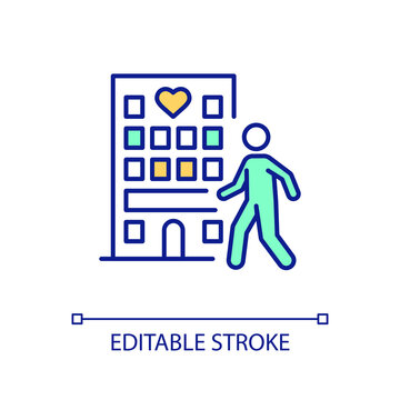 Healthcare Services Quality RGB Color Icon. Patient Satisfaction. Medical Institution. Consumer Experience. Isolated Vector Illustration. Simple Filled Line Drawing. Editable Stroke. Arial Font Used