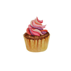 Pie with cream. Cupcake. valentine's day. Sweets for the holiday