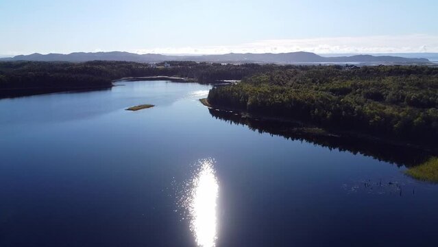 High-angle view of the surface of the Ned's Pond in Stephenville, Canada