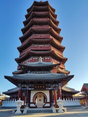 The golden autumn of Yanqi Hotel in sunset Huairou, Beijing