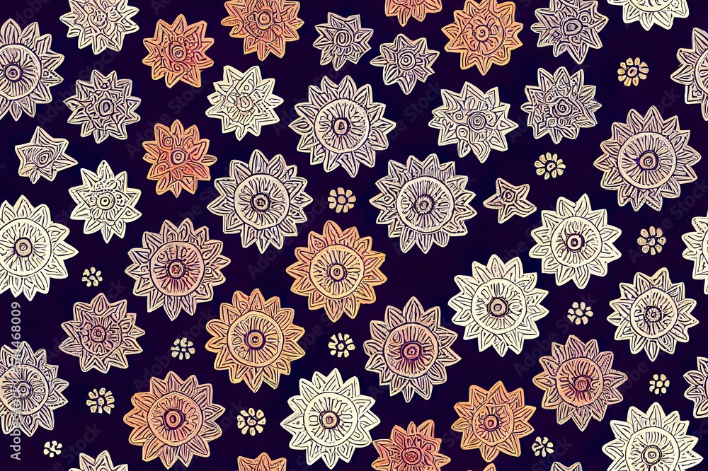 Aufkleber seamless embroidered pattern in bohemian style. geometric print patchwork for textiles. handwork. et