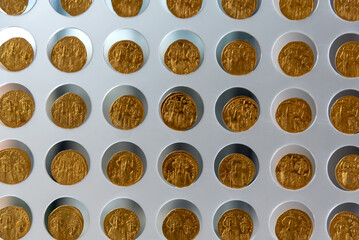 ancient greek gold coins close up