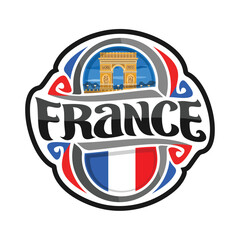 France Flag Travel Souvenir Skyline Landmark Map Sticker Logo Badge Label Stamp Seal Emblem Coat of Arms Gift Vector Illustration SVG EPS