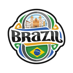 Brazil Flag Travel Souvenir Skyline Landmark Map Sticker Logo Badge Label Stamp Seal Emblem Coat of Arms Gift Vector Illustration SVG EPS