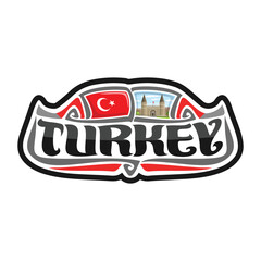 Turkey Flag Travel Souvenir Skyline Landmark Map Sticker Logo Badge Label Stamp Seal Emblem Coat of Arms Gift Vector Illustration SVG EPS