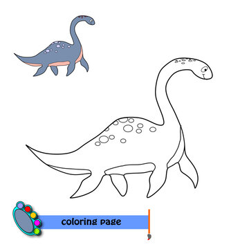 Dinosaur coloring page for kids on white background.