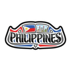 Philippines Flag Travel Souvenir Skyline Landmark Map Sticker Logo Badge Label Stamp Seal Emblem Coat of Arms Gift Vector Illustration SVG EPS