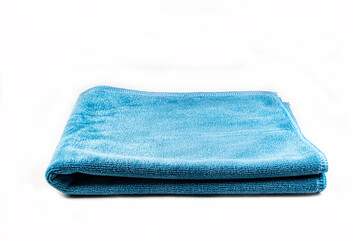 A blue microfiber cloth on white background