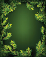Fototapeta na wymiar Christmas decoration. firs frame and green background 