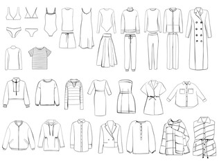Set of sketch womens clothing