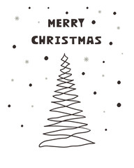 Merry Christmas template with pine tree. Background for greeting cards, postcards, letters, labels, web, etc.