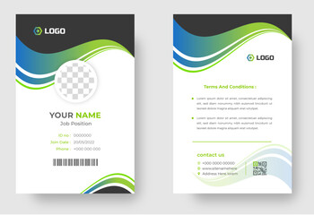 Company employee id card template. Modern and clean business id card template. professional id card design template with green color. corporate modern business id card design template. 