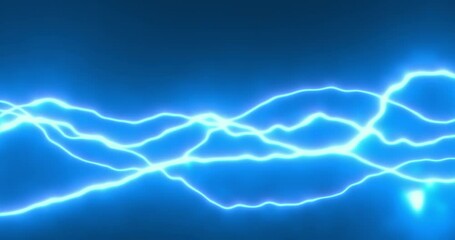View of blue glowing wavy lines animation - electricity concept