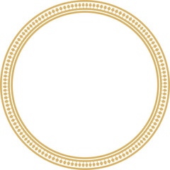 Vector golden round byzantine ornament. Circle, border, frame of ancient Greece and Eastern Roman Empire. Decoration of the Russian Orthodox Church..