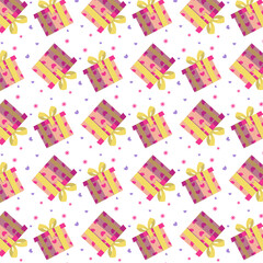 Pattern with bright gift boxes. Festive background. christmas background. Valentins day