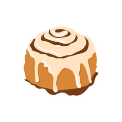 Cinnamon roll bun icons set cartoon vector. Food baked in flat style. Bread bakery concept