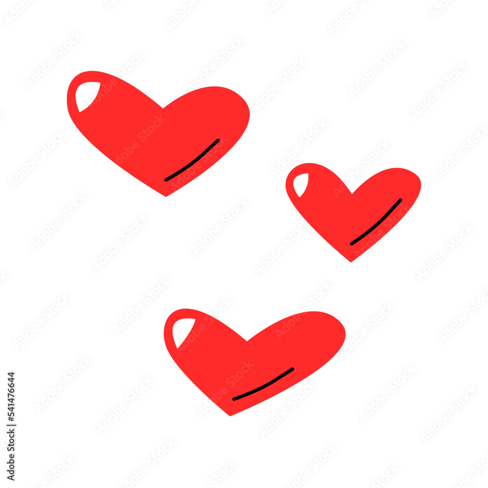 Poster hand drawing sketch style group or set of red heart symbol or sign. vector image.