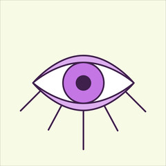 ISOLATED EYE. EYE ICON. EVIL EYE, LINEAR ART. RETRO EYES. Boho eyes icon set. Geometrical linear eyes collection. Black outline. Vector illustration, flat design