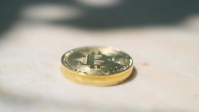 golden bitcoin coins cryptocurrencies concept symbol blockchain economy finance crash crisis recession