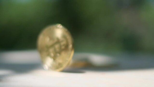 golden bitcoin coins cryptocurrencies concept symbol blockchain economy finance crash crisis recession