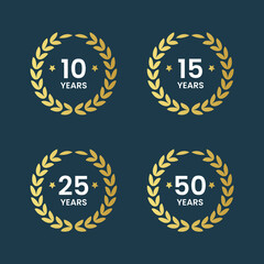 happy anniversary golden label ribbon