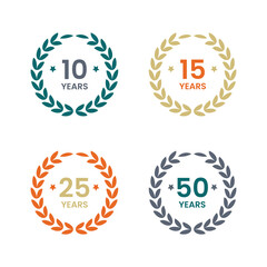 happy anniversary golden label ribbon