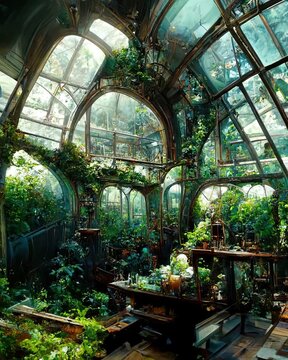 Overgrown greenhouse