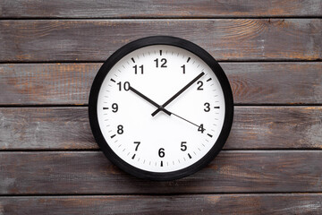 Office wall clock. Black and white clock - time to work concept