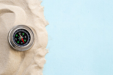 Compass in the sand. Best solution or direction concept